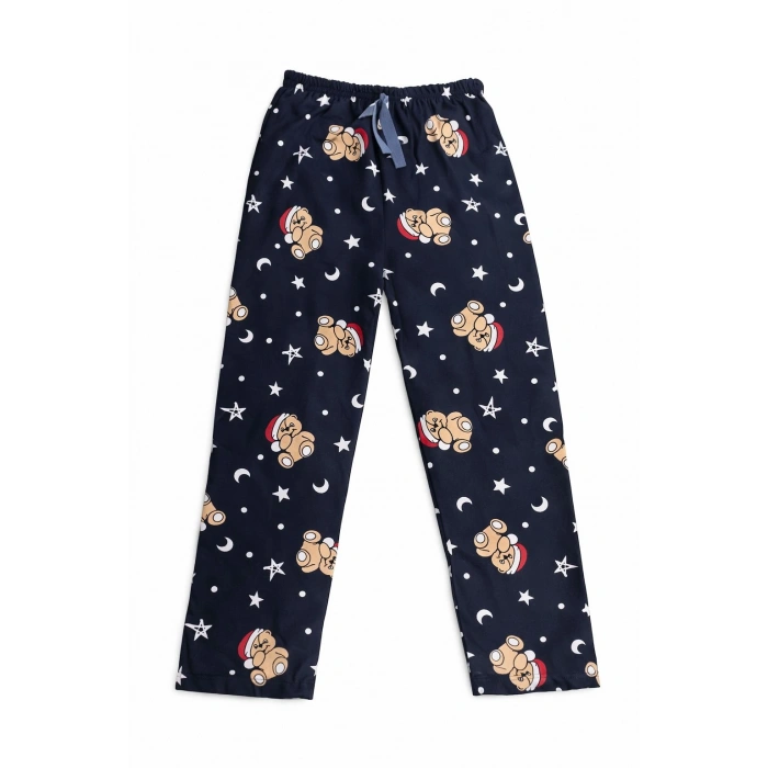 İpeksi Dokulu Süet Pijama Altı Şapkalı Ayıcıklı