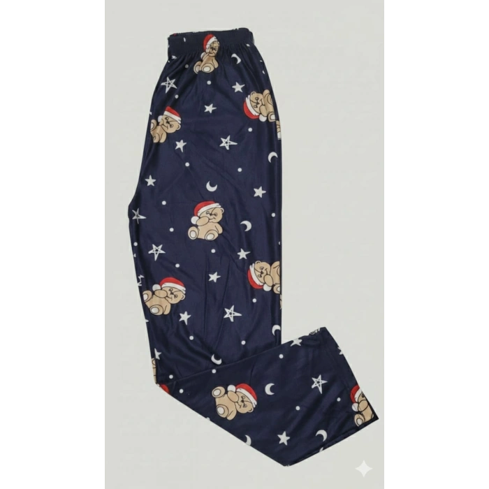 İpeksi Dokulu Süet Pijama Altı Şapkalı Ayıcıklı