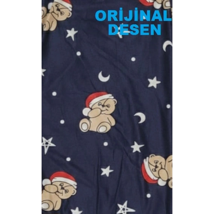 İpeksi Dokulu Süet Pijama Altı Şapkalı Ayıcıklı