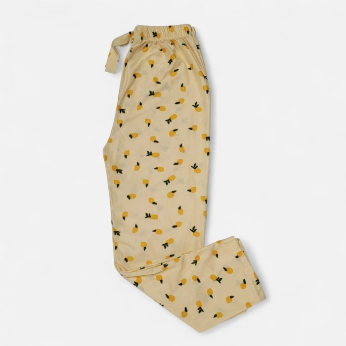 İpeksi Dokulu Süet Pijama Altı Limon Desenli