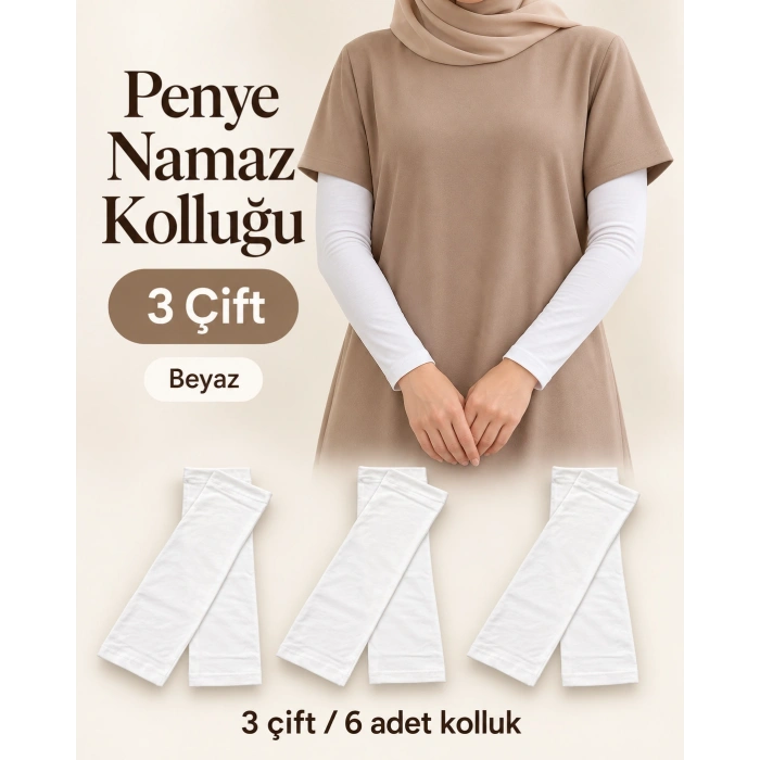 Penye Namaz Kolluğu 3 Çift - Beyaz