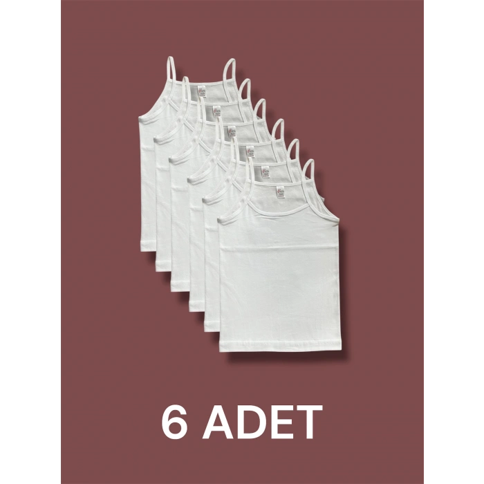 Yüksek Kalite İnce Askılı Kız Çocuk Pamuklu Ribana Atlet 6lı Paket