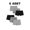 Pamuklu Likralı Erkek Çocuk Boxer 6lı Paket - Karışık Renkli