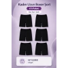 6lı Kadın Uzun Boxer Şort - Kısa Tayt - Siyah