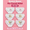 Baskılı Beyaz Kız Çocuk Külot 6lı