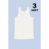 Ekonomik Erkek Çocuk Pamuklu Atlet 3lü Paket - Beyaz
