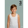 Ekonomik Erkek Çocuk Pamuklu Atlet 3lü Paket - Beyaz