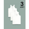 Ekonomik Erkek Çocuk Pamuklu Atlet 3lü Paket - Beyaz