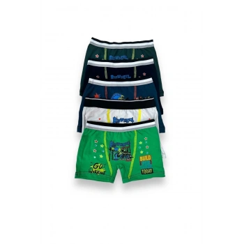 Karışık Renkler Erkek Çocuk Boxer 5li