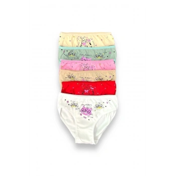 Karışık Renkli Kız Çocuk Külot 6lı Sevimli Kediler