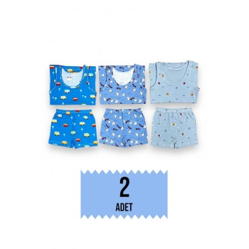 Desenli Erkek Çocuk Atlet Şort Takım 2li