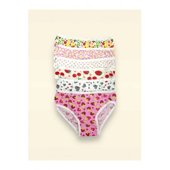 Karışık Renkli Desenli Kız Çocuk Külot 6lı