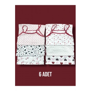 Karışık Desenli Kız Çocuk Atlet 6lı