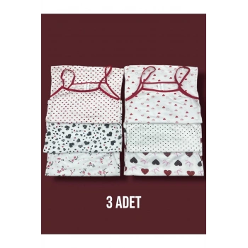 Karışık Desenli Kız Çocuk Atlet 3lü
