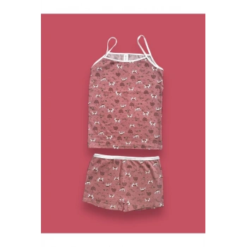 Desenli Kız Çocuk Atlet Boxer Takımı