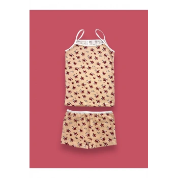 Desenli Kız Çocuk Atlet Boxer Takımı