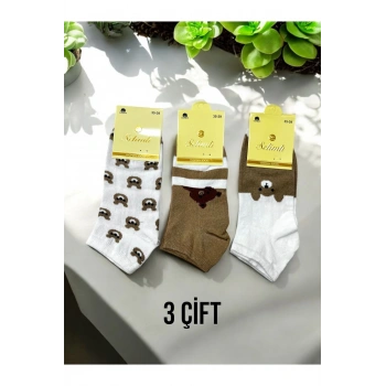 Pamuklu Kabartmalı Patik/Bilek/Kısa Kadın Çorap 3lü