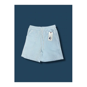 Çizgili Pamuklu Cepli Kadın Şort