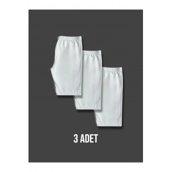 Kız Çocuk Paçalı Külot/Boxer Şort Beyaz 3lü