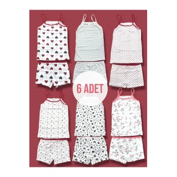 Kız Çocuk Atlet Boxer Takımı Pamuklu 6lı Paket