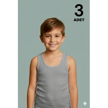 Ekonomik Erkek Çocuk Pamuklu Atlet 3lü Paket - Gri