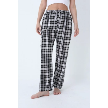 Ekose Desenli Beli Lastikli Unisex Pijama Altı