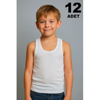 Erkek Çocuk Atleti %100 Pamuk Oval Yaka 12li Paket