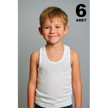 Erkek Çocuk Atleti %100 Pamuk Oval Yaka 6lı Paket