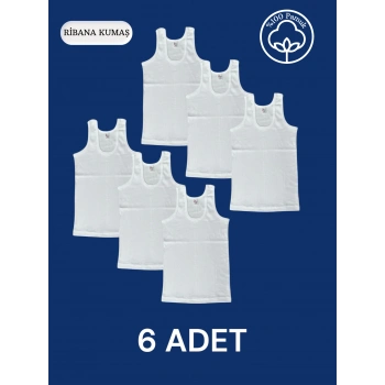 Yüksek Kalite Erkek Çocuk Pamuk Ribana Atlet Oval Yaka 6lı Paket