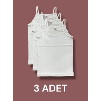 Yüksek Kalite İnce Askılı Kız Çocuk Pamuklu Ribana Atlet 3lü Paket
