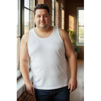 Büyük Beden Pamuklu Erkek Atleti 12li Paket - Beyaz