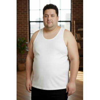 Büyük Beden Pamuklu Erkek Atleti 6lı Paket - Beyaz