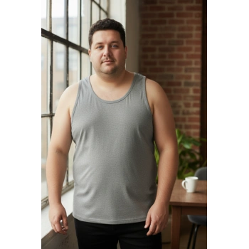 Büyük Beden Pamuklu Erkek Atleti 6lı Paket - Gri