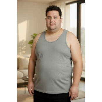 Büyük Beden Pamuklu Erkek Atleti 12li Paket - Gri