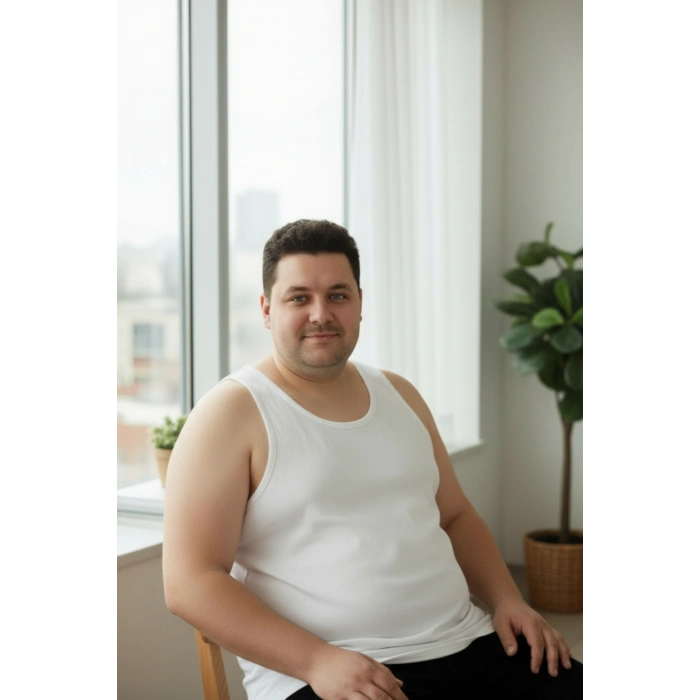 Büyük Beden Pamuklu Erkek Atleti 12li Paket - Beyaz