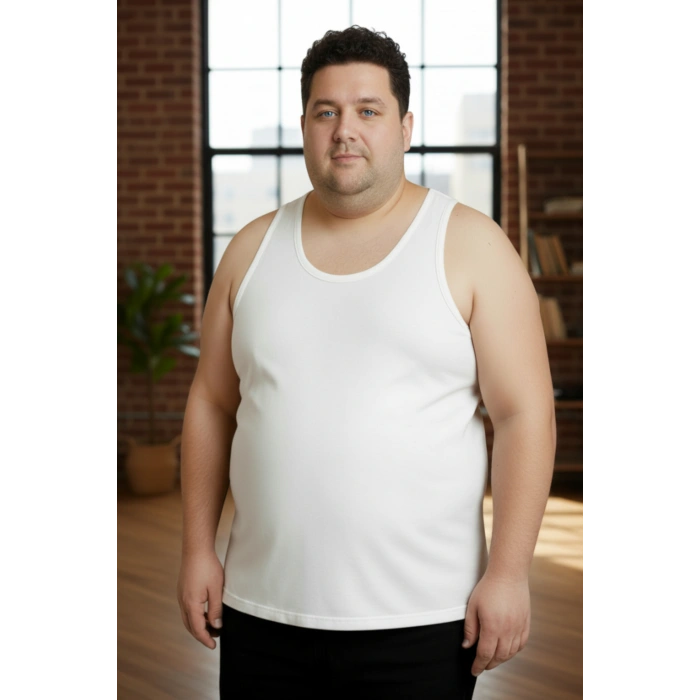 Büyük Beden Pamuklu Erkek Atleti 6lı Paket - Beyaz