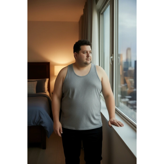 Büyük Beden Pamuklu Erkek Atleti 12li Paket - Gri