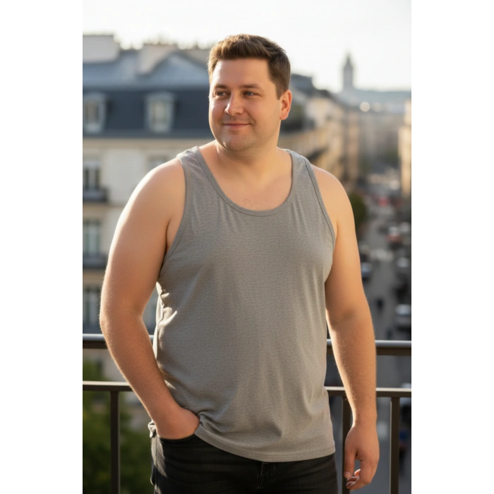 Büyük Beden Pamuklu Erkek Atleti 12li Paket - Gri