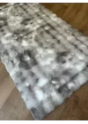Destan Halı Çift Renk Bubble Peluş Özel Ölçü Antialerjik ve Yumuşak Halı Gri Beyaz