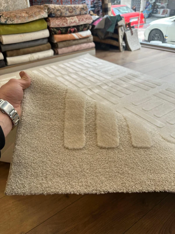 Destan Halı Pure Lines Robot Süpürgeye Uygun Modern Desenli Kolay Temizlenebilir Salon Halısı A2383B Bej