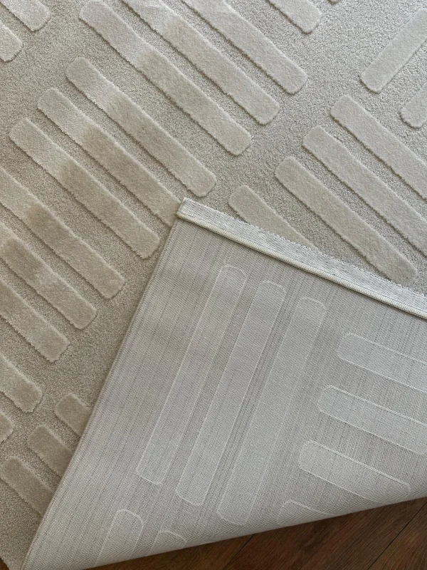 Destan Halı Pure Lines Robot Süpürgeye Uygun Modern Desenli Kolay Temizlenebilir Salon Halısı A2383B Bej