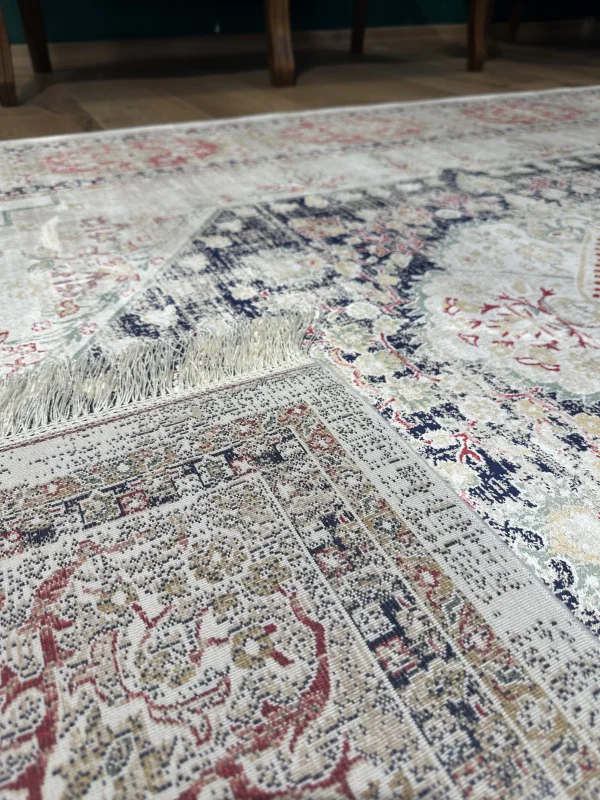 DESTAN Asude 01 Vintage El Dokuma Motifli 100 Tarak Özel Tezgah Makine Halısı