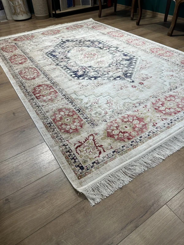 DESTAN Asude 01 Vintage El Dokuma Motifli 100 Tarak Özel Tezgah Makine Halısı