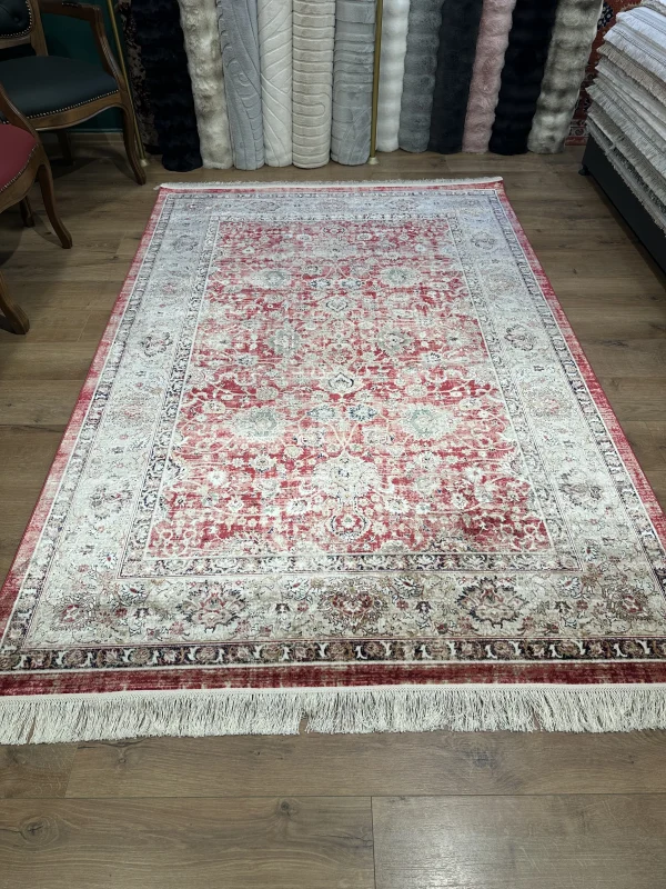 DESTAN Asude 02 Vintage El Dokuma Motifli 100 Tarak Özel Tezgah Makine Halısı