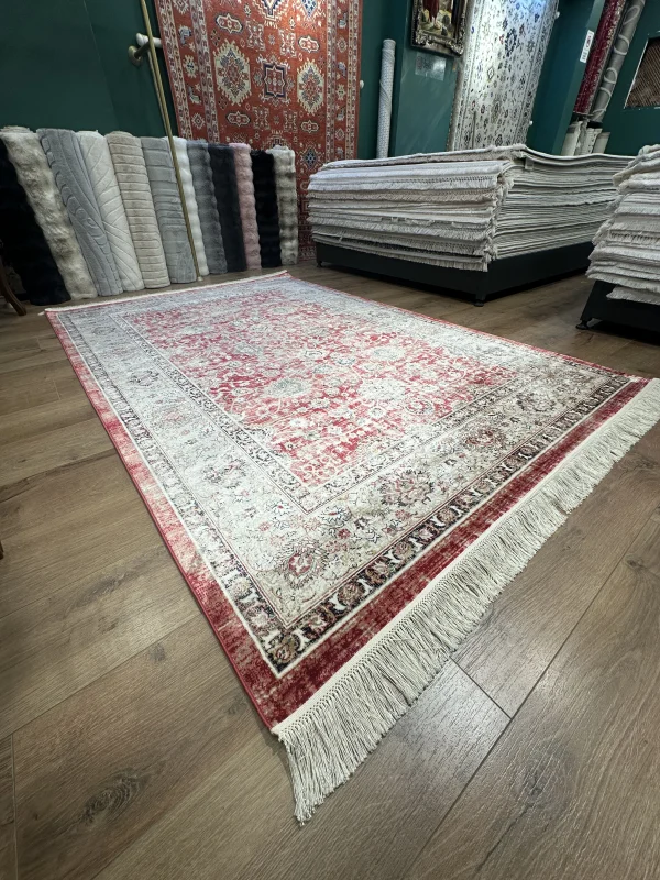 DESTAN Asude 02 Vintage El Dokuma Motifli 100 Tarak Özel Tezgah Makine Halısı