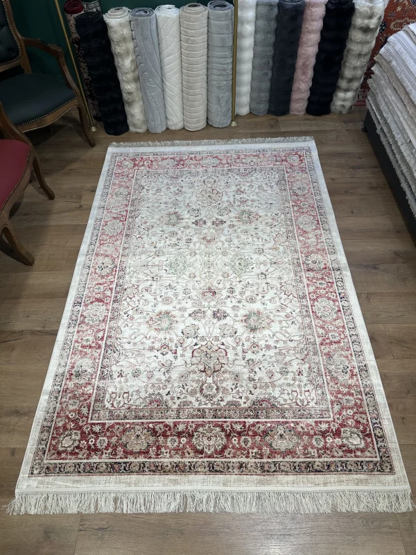 DESTAN Asude 03 Vintage El Dokuma Motifli 100 Tarak Özel Tezgah Makine Halısı