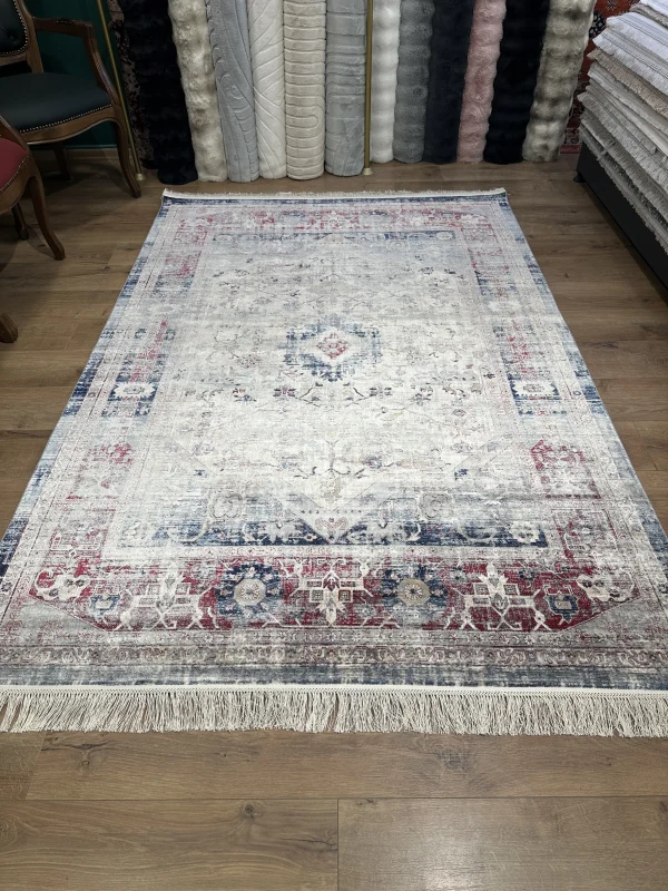 DESTAN Asude 04 Vintage El Dokuma Motifli 100 Tarak Özel Tezgah Makine Halısı