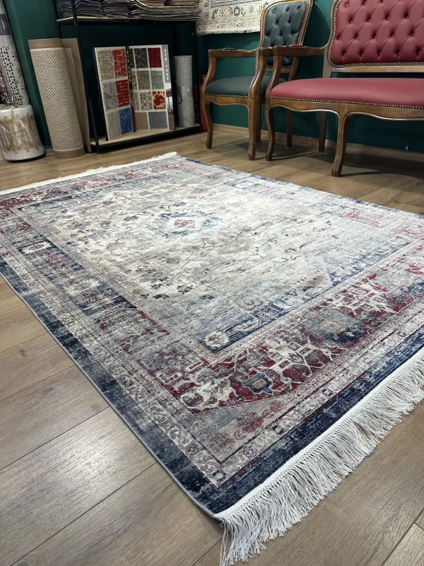 DESTAN Asude 04 Vintage El Dokuma Motifli 100 Tarak Özel Tezgah Makine Halısı