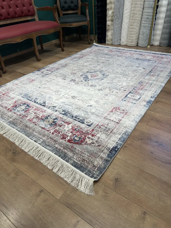 DESTAN Asude 04 Vintage El Dokuma Motifli 100 Tarak Özel Tezgah Makine Halısı