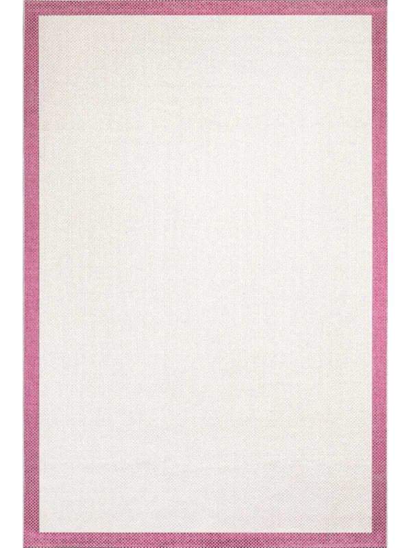 Destan Natura Sisal Bordürlü Özel Ölçü Tam Çerçeveli Jüt Sisal Modern Halı Ntr19 Fuşya-Krem